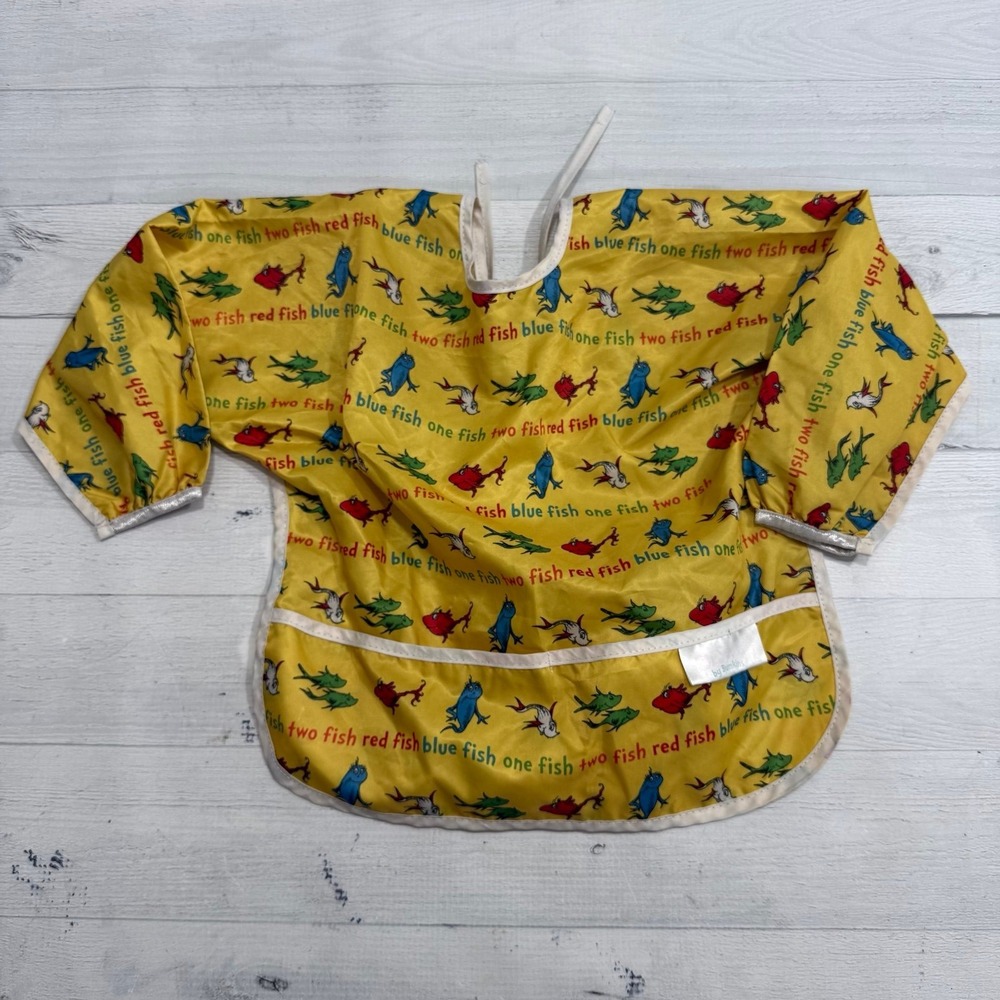 Dr. Seuss by Bumkins One Fish Two Fish Red Fish Blue Fish Baby Bib Smock